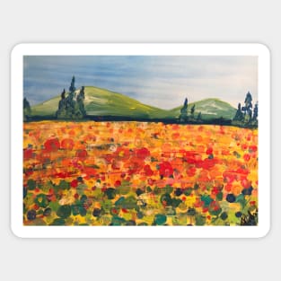 Flower field landscape Sticker